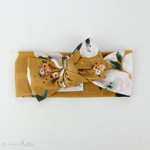 Organic Cotton Bow Knot Headband -  Golden Floral