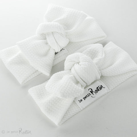 Textured Bow Knot Headband - Snow
