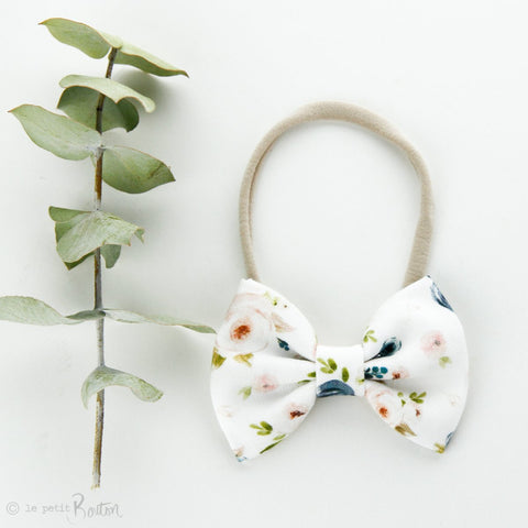 Linen Large Bow On Nylon Headband - Floral Me Autumn