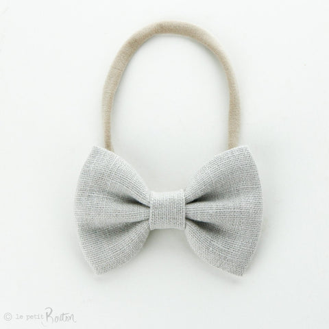 Large Linen Bow on Nylon Headband - Cloud