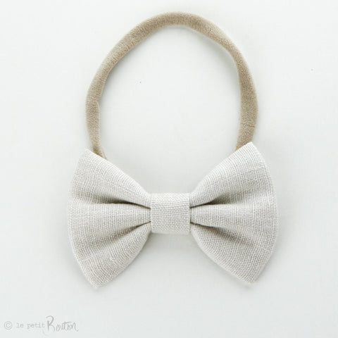 Large Linen Bow on Nylon Headband - Oat