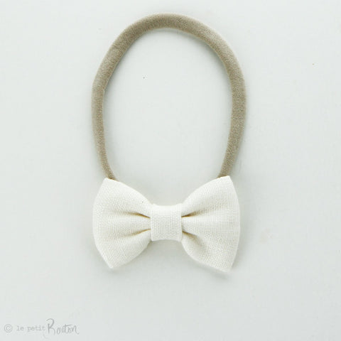 Small Linen Bow Headband - Creme