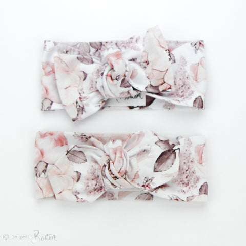 Cotton Jersey Top Knot Headband - Milk Floral