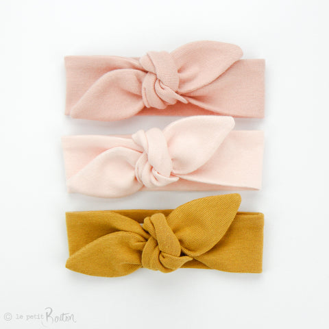 Newborn Organic Cotton Ribbed Top Knot Headband - Dusty Pink