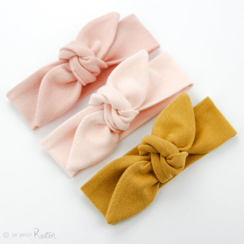 Newborn Organic Cotton Ribbed Top Knot Headband - Blush Pink