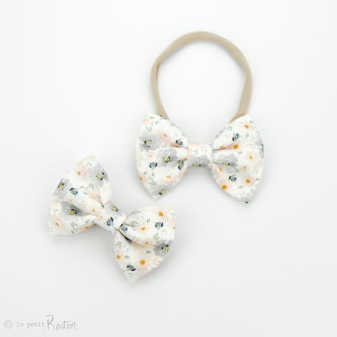 Large Linen Bow on Nylon Headband - PeachMist