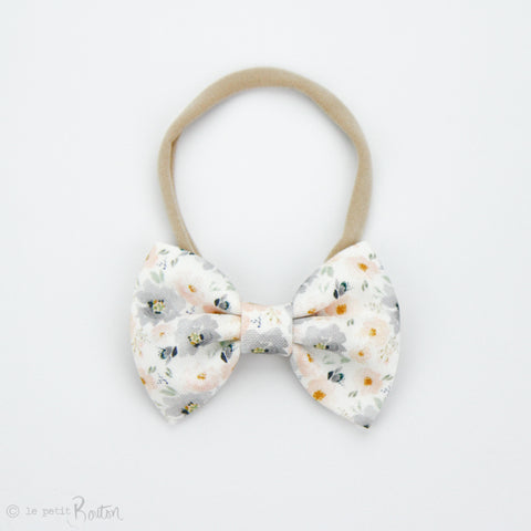 Large Linen Bow on Nylon Headband - PeachMist