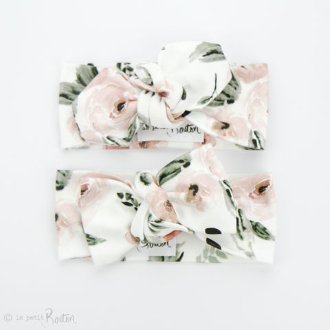 Organic Cotton Bow Knot Headband - Prettiest Peony