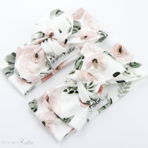 Organic Cotton Bow Knot Headband - Prettiest Peony
