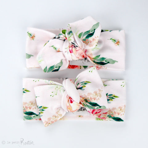Organic Cotton Bow Knot Headband - Spring Rose