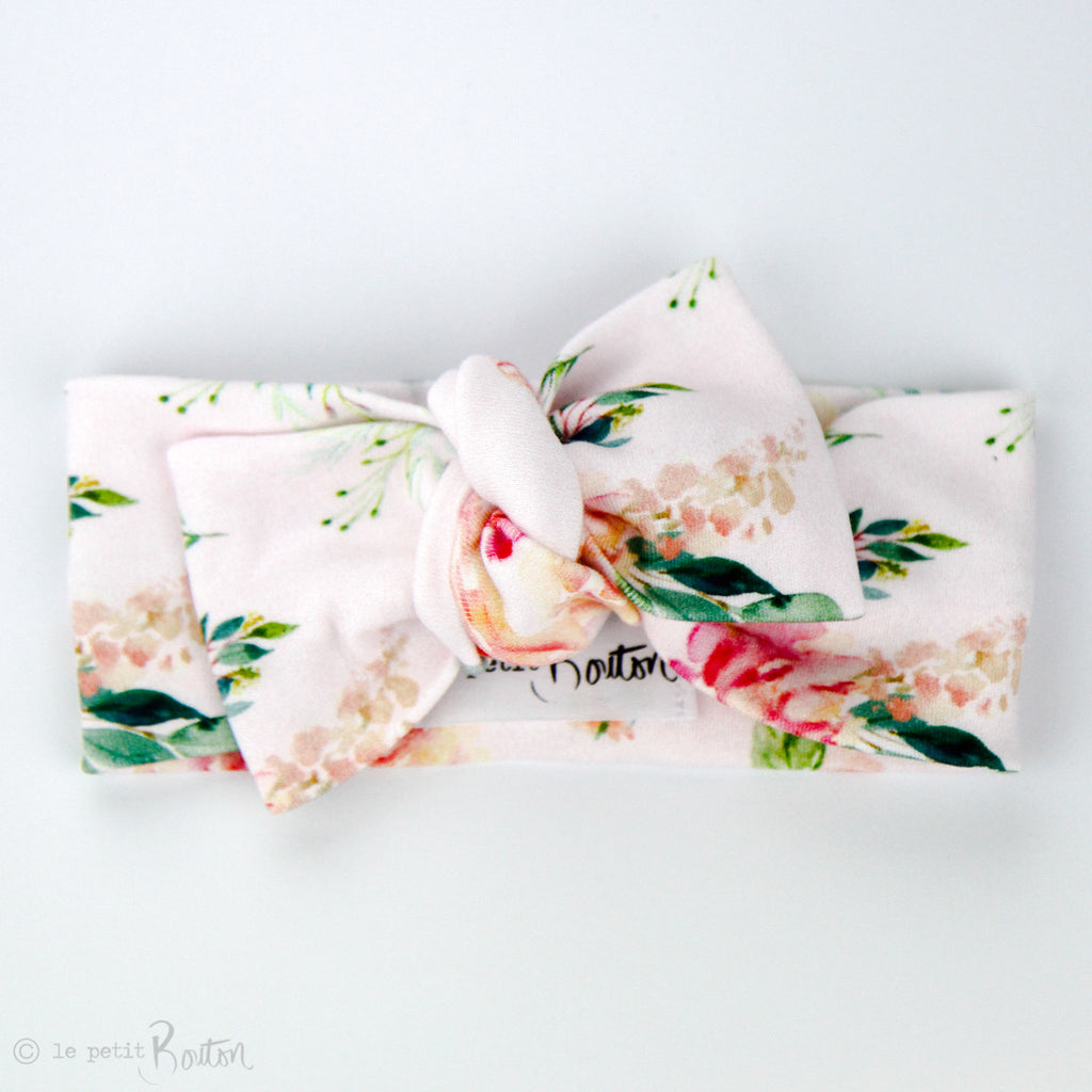 Organic Cotton Bow Knot Headband - Spring Rose