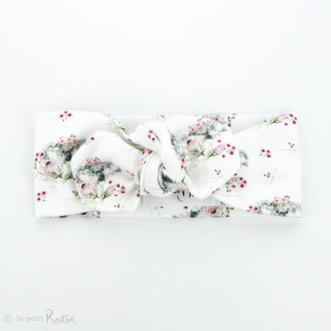 Australian Organic Cotton Top Knot Headband - Exclusive Flower Crown Koala