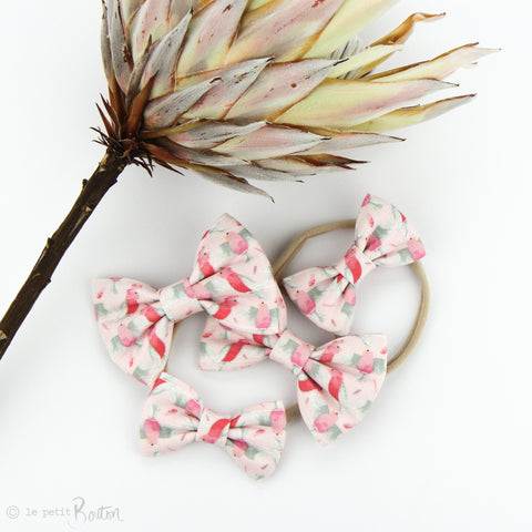 Australian Small Linen Bow on Nylon Headband - Galah