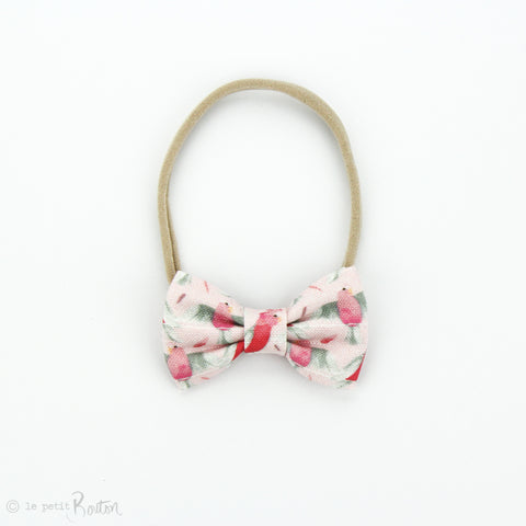 Australian Small Linen Bow on Nylon Headband - Galah