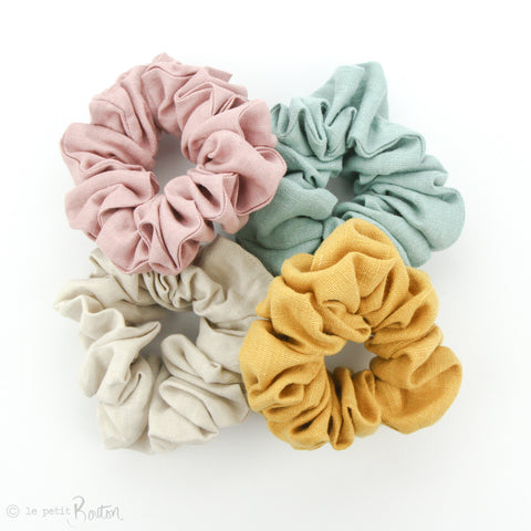 Luxe Statement Scrunchie - Mosaic Blue Linen