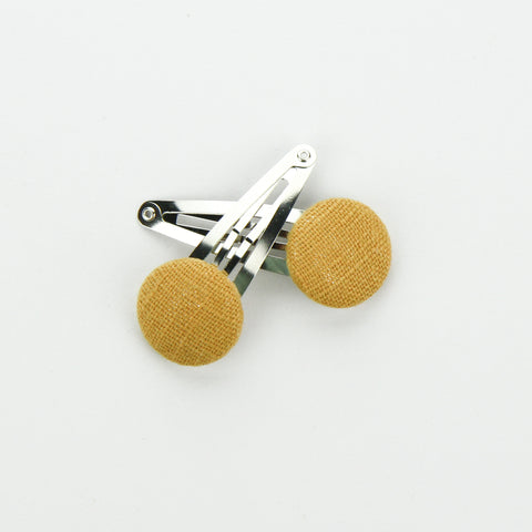 Covered Button Snap Clip Pair - Mustard Linen