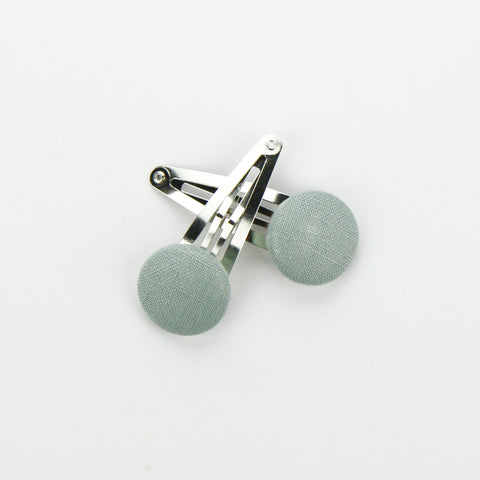 Covered Button Snap Clip Pair - Seafoam Linen