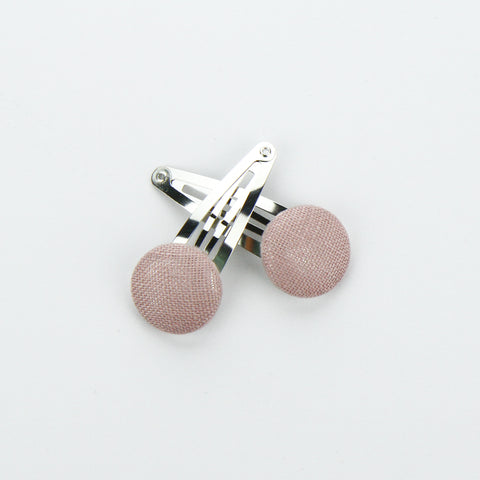 Covered Button Snap Clip Pair - Dusty Pink Linen
