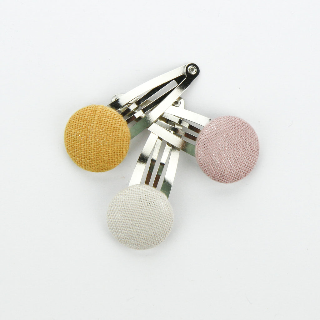 Covered Button Snap Clip Pair - Must Have - Linen Set of 3