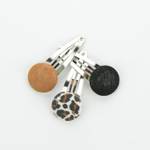 Covered Button Snap Clip Pair - Wild Child - Set of 3