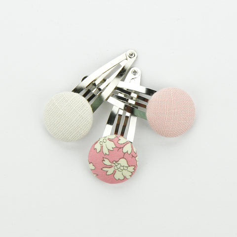 Covered Button Snap Clip Pair - Liberty Of London Fabric - Set of 3