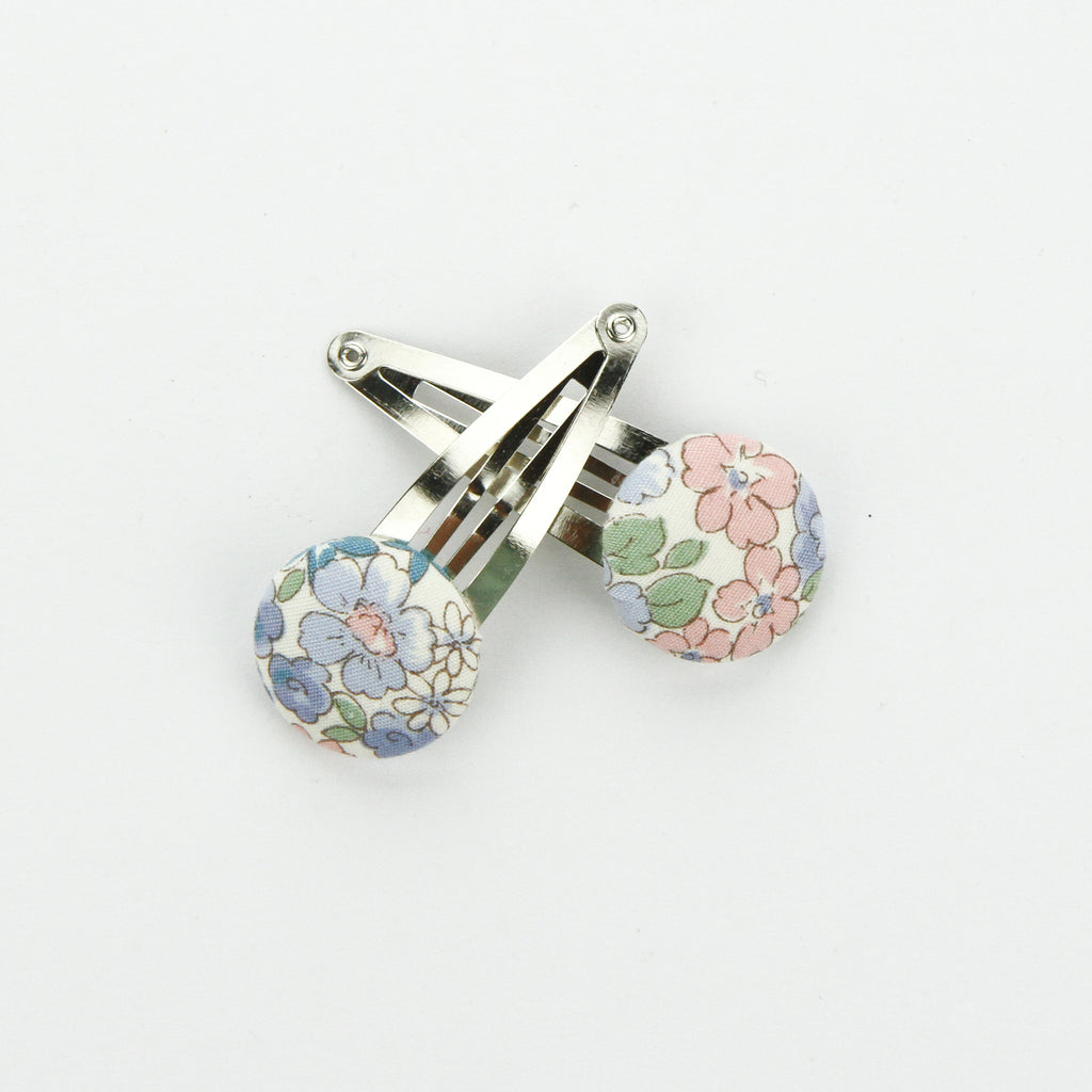 Covered Button Snap Clip Pair  - Japanese Lawn Fabric