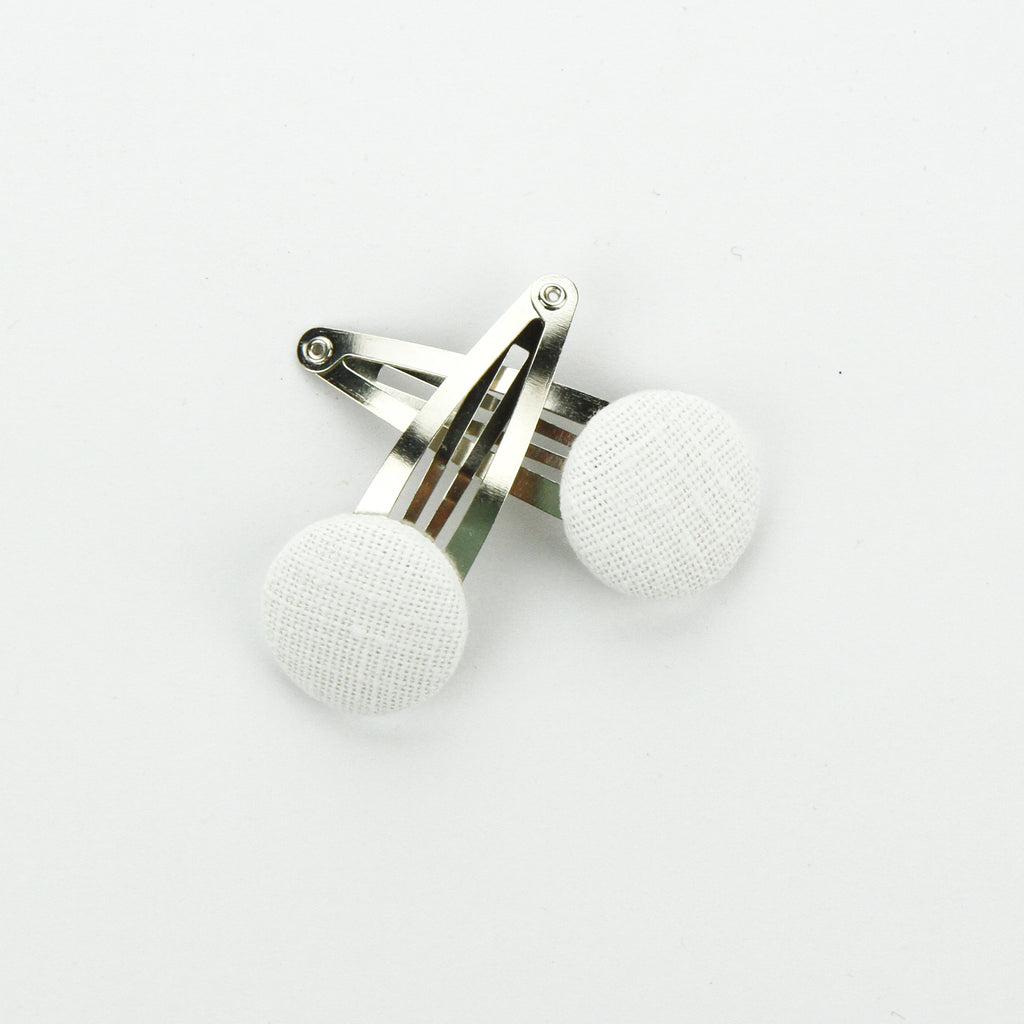 Covered Button Snap Clip Pair - White Linen