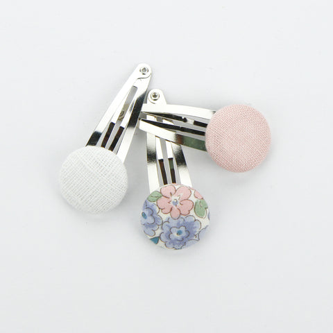 Covered Button Snap Clip Pair - Pretty Floral - Set of 3