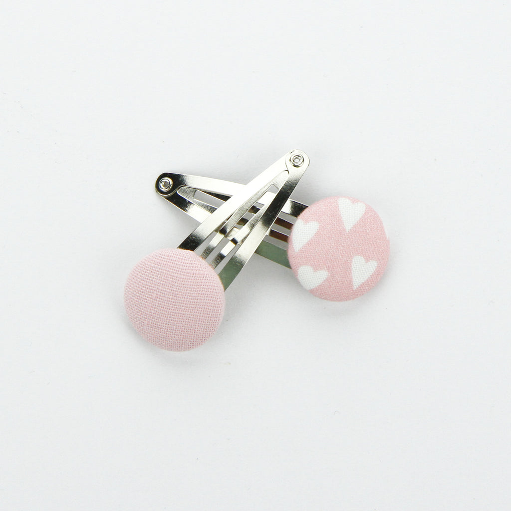 Covered Button Snap Clip Pair - Ps, I Love You