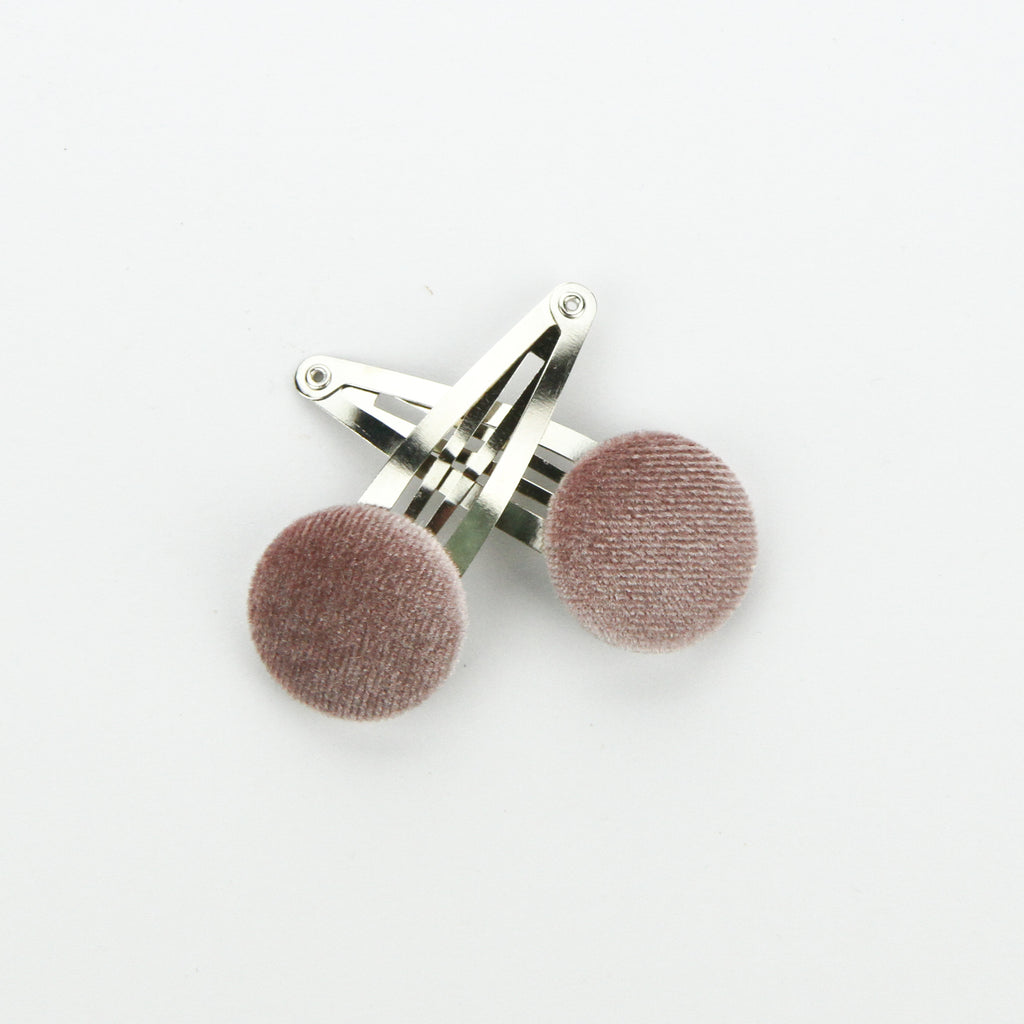 Covered Button Snap Clip Pair - Dusty Pink - Velvet