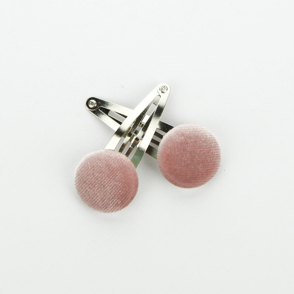 Covered Button Snap Clip Pair - Light Dusty Pink Velvet