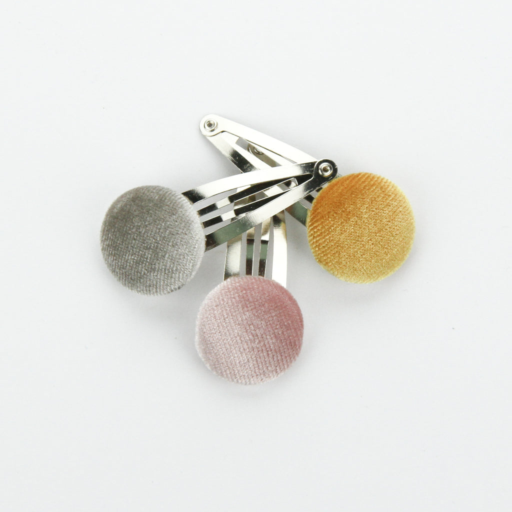Covered Button Snap Clip Pair - Must Have - Velvet Set of 3