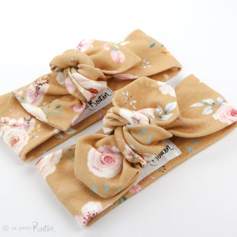 Organic Cotton Bow Knot Headband - Caramel Bloom