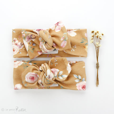 Organic Cotton Bow Knot Headband - Caramel Bloom