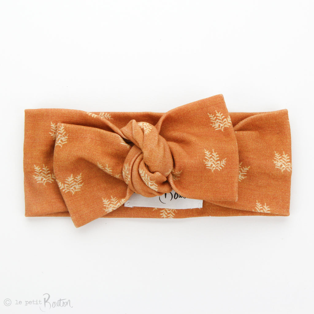 AW19 Organic Cotton Bow Knot Headband - Rust Fern