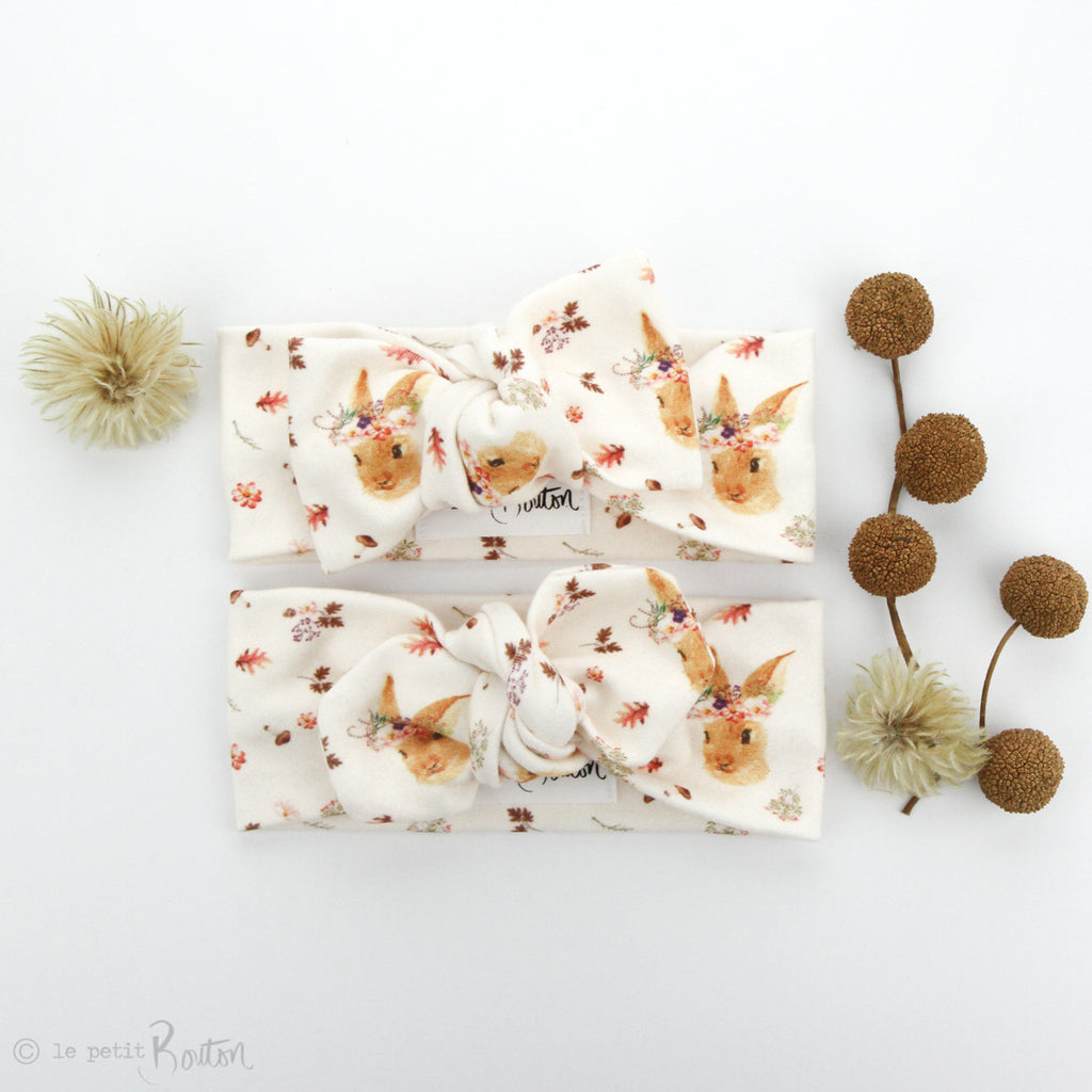 Easter - Organic Cotton Bow Knot Headband - Autumn Bunny