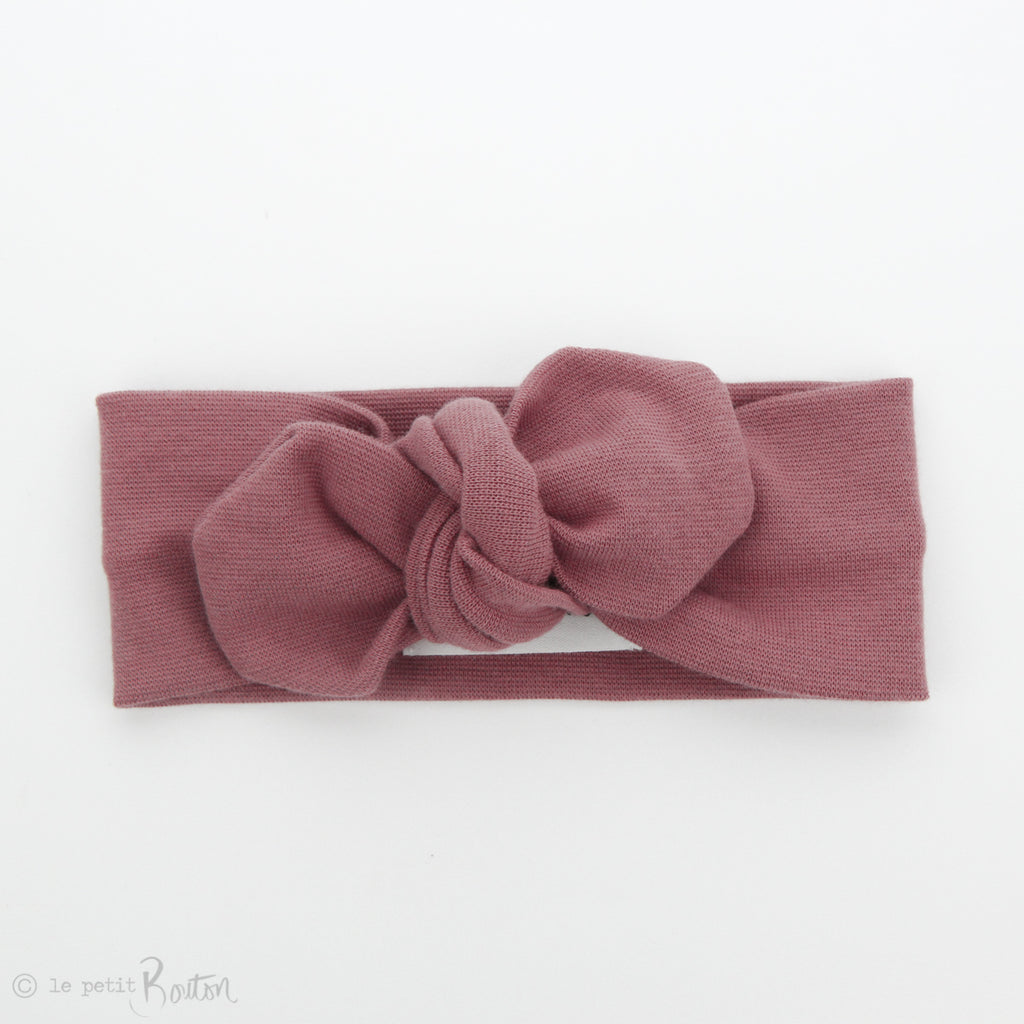AW19 Organic Cotton Ribbed Top Knot Headband- Vintage Rose
