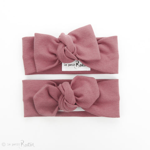 AW19 Organic Cotton Ribbed Bow Knot Headband - Vintage Rose