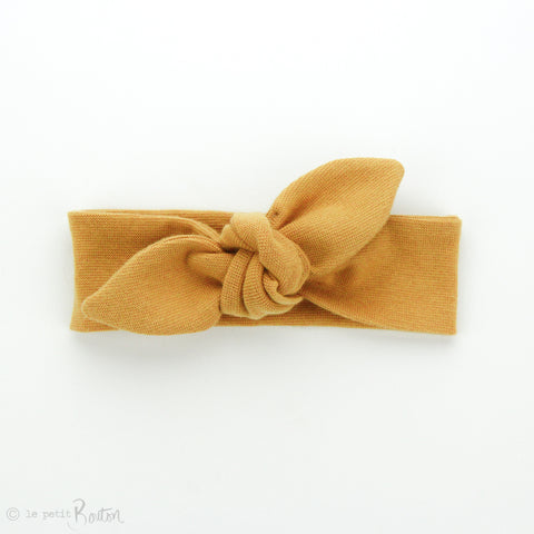 Newborn Organic Cotton Ribbed Top Knot Headband - Mustard