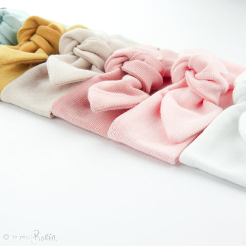 Newborn Organic Cotton Ribbed Top Knot Headband - Dusty Pink
