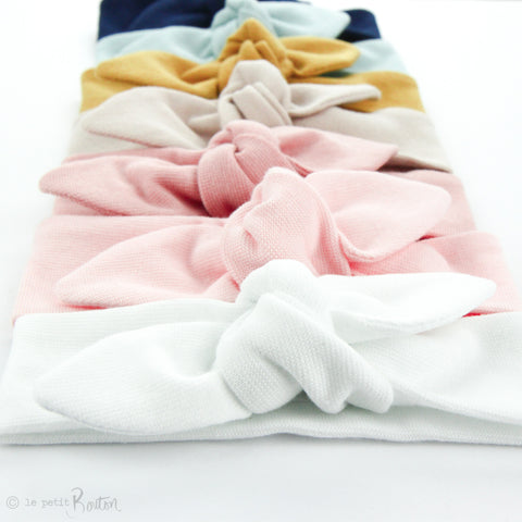 Newborn Organic Cotton Ribbed Top Knot Headband - Coconut