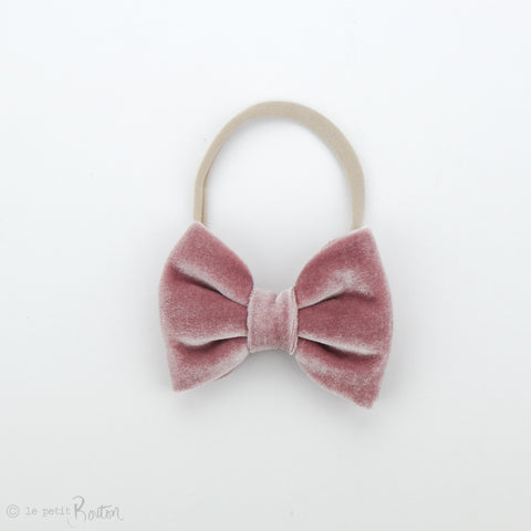 W2020 Velvet Large Bow on Nylon Headband - Rose Velvet