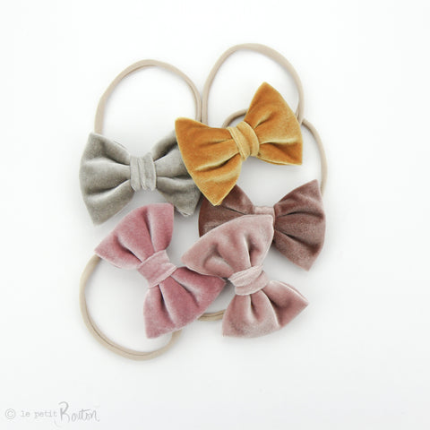 W2020 Velvet Large Bow on Nylon Headband - Rose Velvet