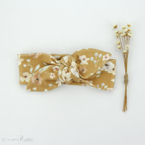 Newborn Organic Cotton Top Knot Headband - Exclusive Golden Wildflower