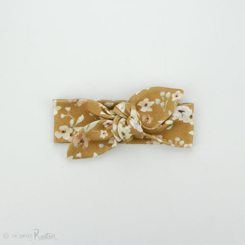 Newborn Organic Cotton Top Knot Headband - Exclusive Golden Wildflower