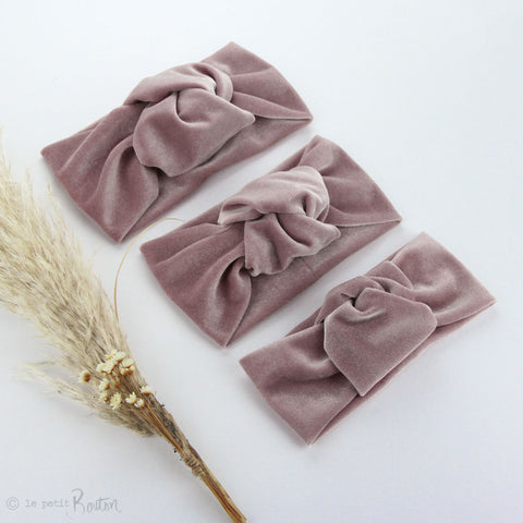 W2020 Knotted Turban Headband - Light dusty Pink Velvet