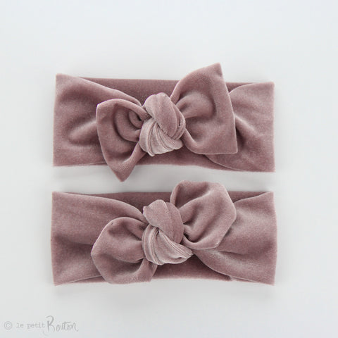 W2020 Luxe Velvet Top Knot Headband - Light Dusty Pink