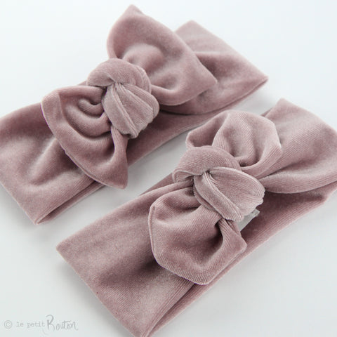 W2020 Luxe Velvet Top Knot Headband - Light Dusty Pink