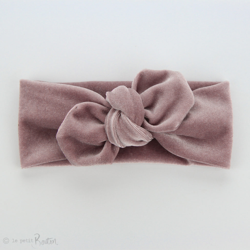W2020 Luxe Velvet Top Knot Headband - Light Dusty Pink