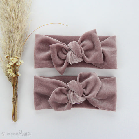 W2020 Luxe Velvet Top Knot Headband - Light Dusty Pink